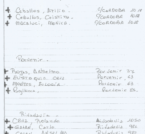 Listado de fallecidos del barrio Química 4