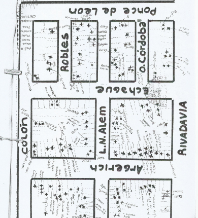 croquis realizado por los vecinos del barrio Química