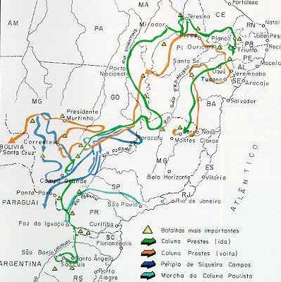 Recorrido de la columna de Prestes.